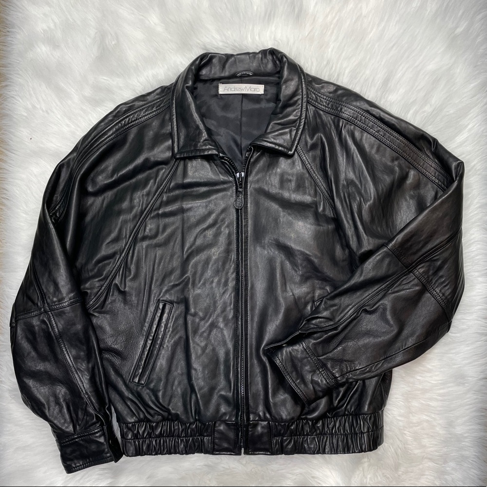Andrew Marc men’s 100% leather black jacket L/ XL